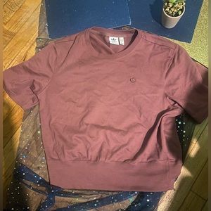 ADIDAS DUSTY PINK PEPLUM WAIST DEMI-CROP T-SHIRT GR8UC $ FIRM ROMANTIC SPORTY